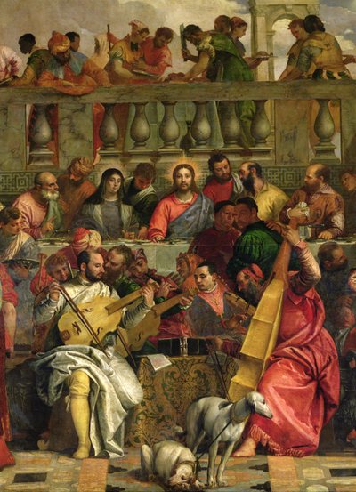 Das Hochzeitsmahl zu Kana, Detail von Christus und Musikern, ca. 1562 von Paolo Veronese